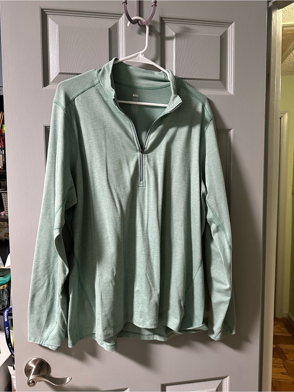 REI Light Mint Quarter-Zip Pullover Sun Shirt with thumbholes